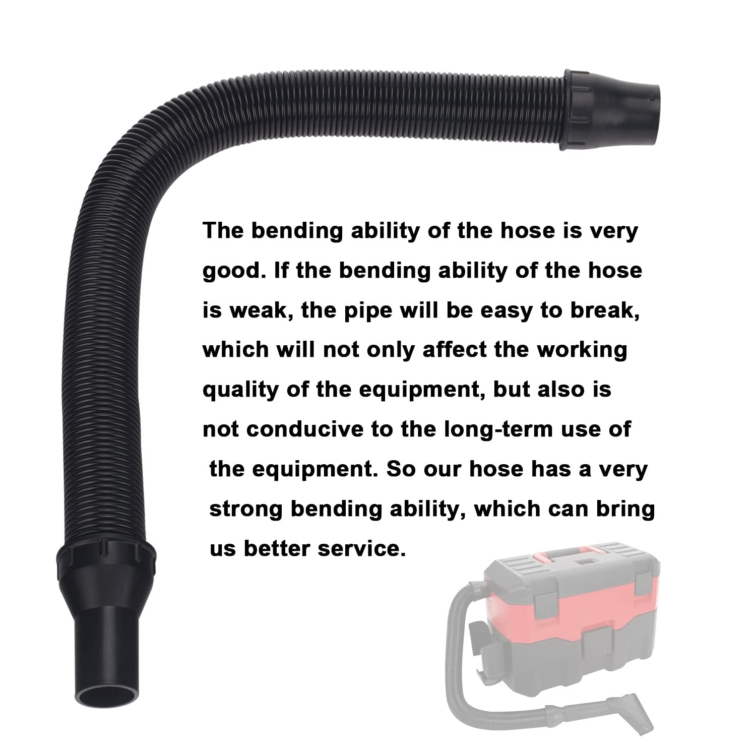 Milwaukee 0880-20 Vacuum Hose Replacement 14-37-0160 - Compatible with 18V Wet/Dry Vacuum Cleaner - Durable Vacuum Accessory for Home Cleaning, Workshop & Construction Sites
