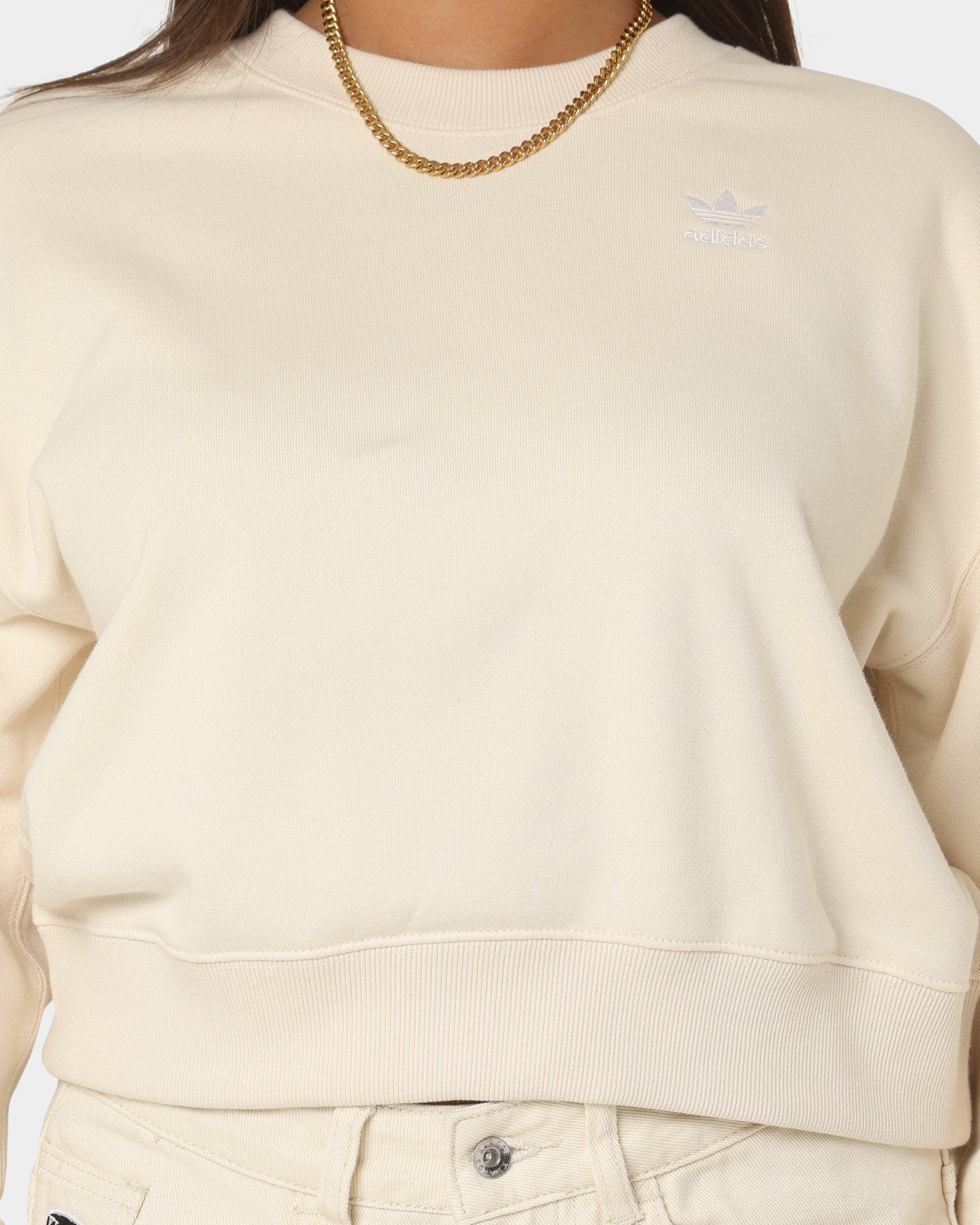 Adidas Women's Adicolor Classic Sweatshirt - Wonder White | Casual Pullover Hoodie for Women | Perfect for Gym, Running & Everyday Wear