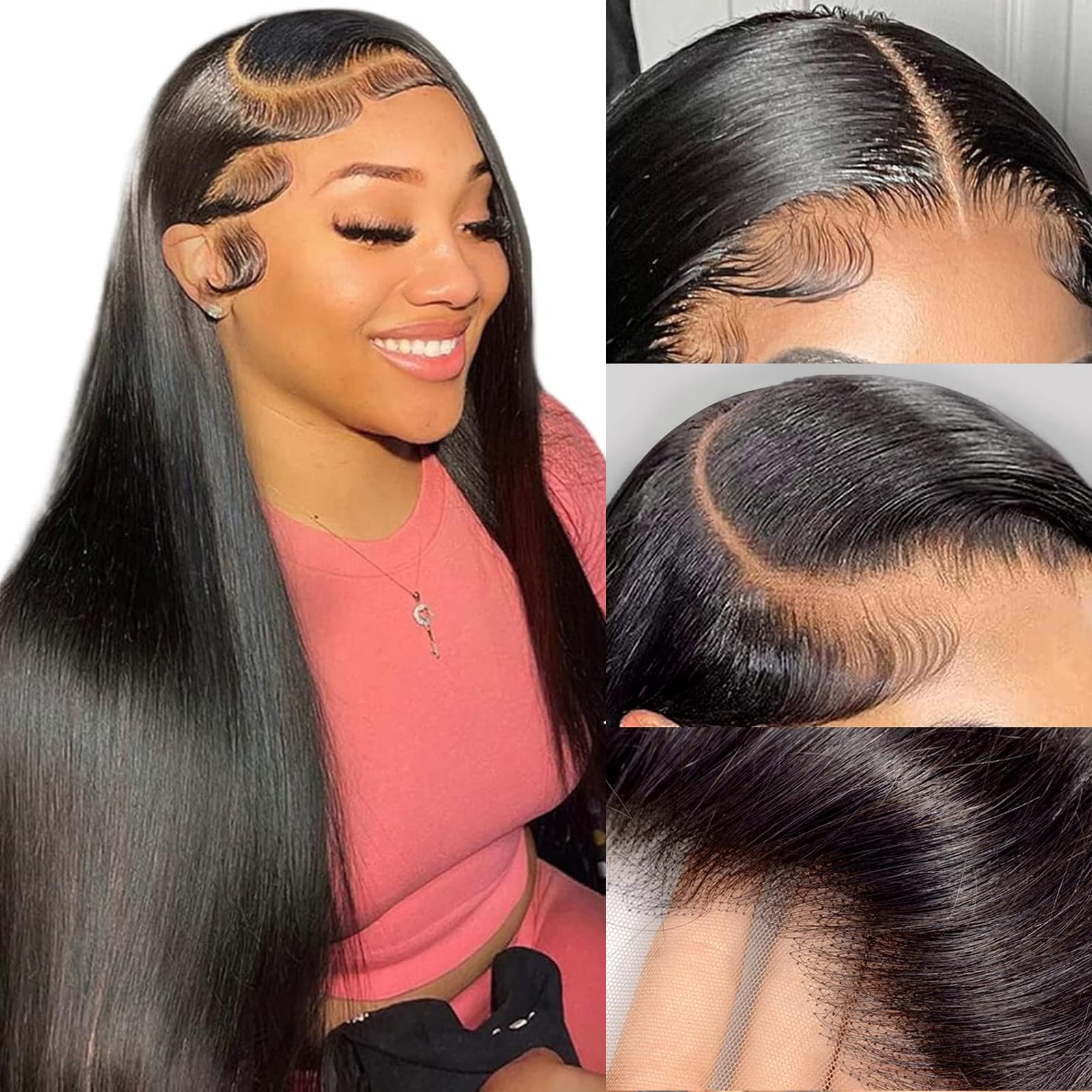 5x5 HD Lace Closure Glueless Wigs Human Hair - Pre Plucked, Pre Cut, Bone Straight with Baby Hair (28 Inch) | Perfect for Daily Wear, Special Occasions & Protective Styling