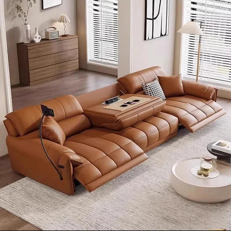 Italian Genuine Leather Recliner Loveseat Sofa - Premium Leather Reclining Couch with Adjustable Backrest for Living Room, Home Theater & Lounge Spaces