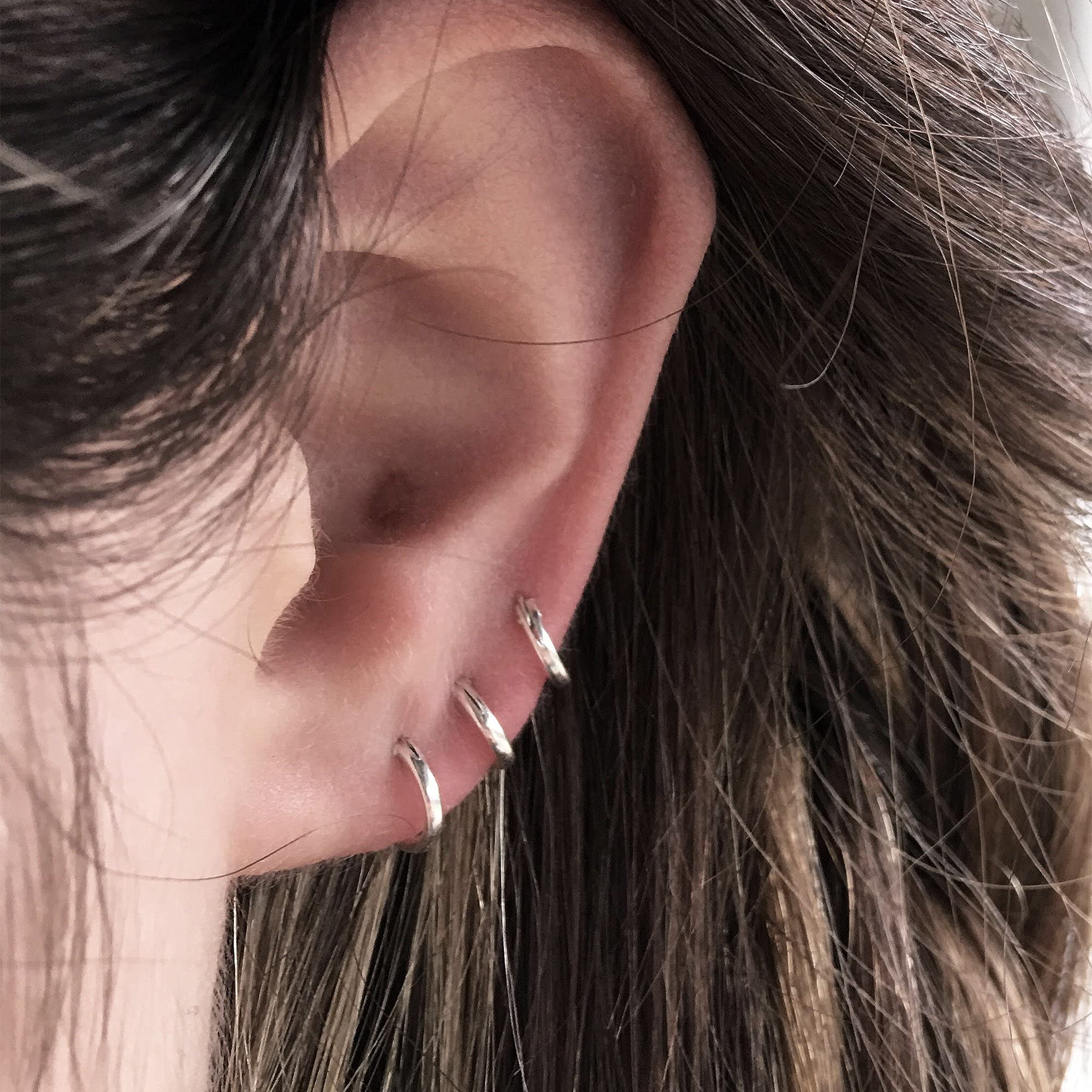 925 Sterling Silver Small Hoop Earrings - Hypoallergenic Huggie Earrings for Women & Men (13mm/15mm, 2 Pairs) | Everyday Wear, Gift Idea, Party & Office Accessories