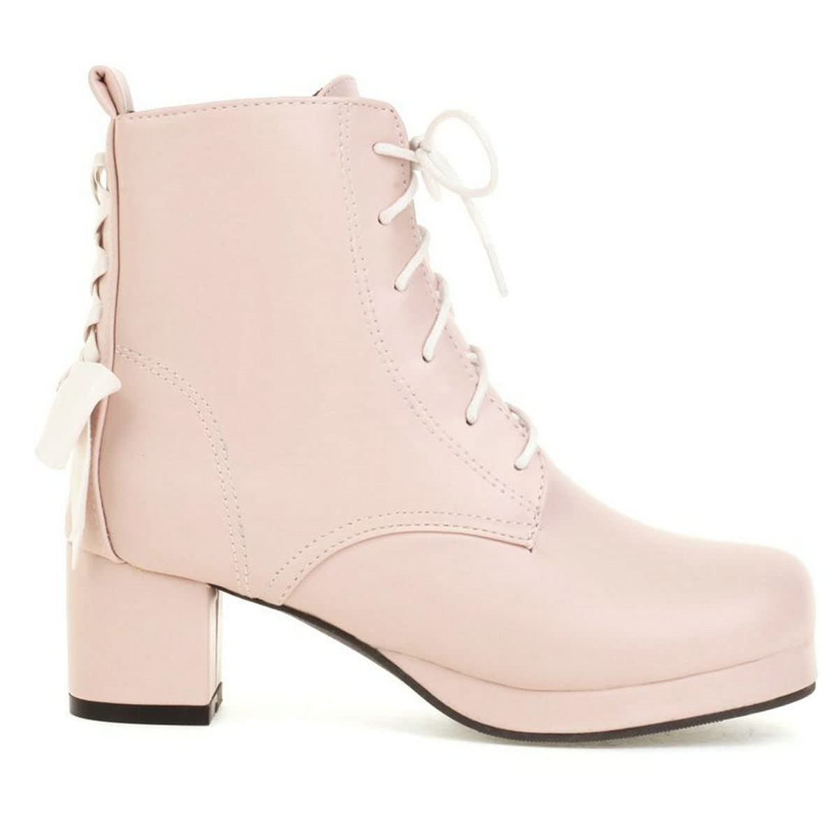 ClassicSter Women's Lolita Style Chunky Heel Ankle Boots - Lace Up Platform Booties with Bow Detail | Perfect for Cosplay, Gothic Fashion & Vintage Outfits