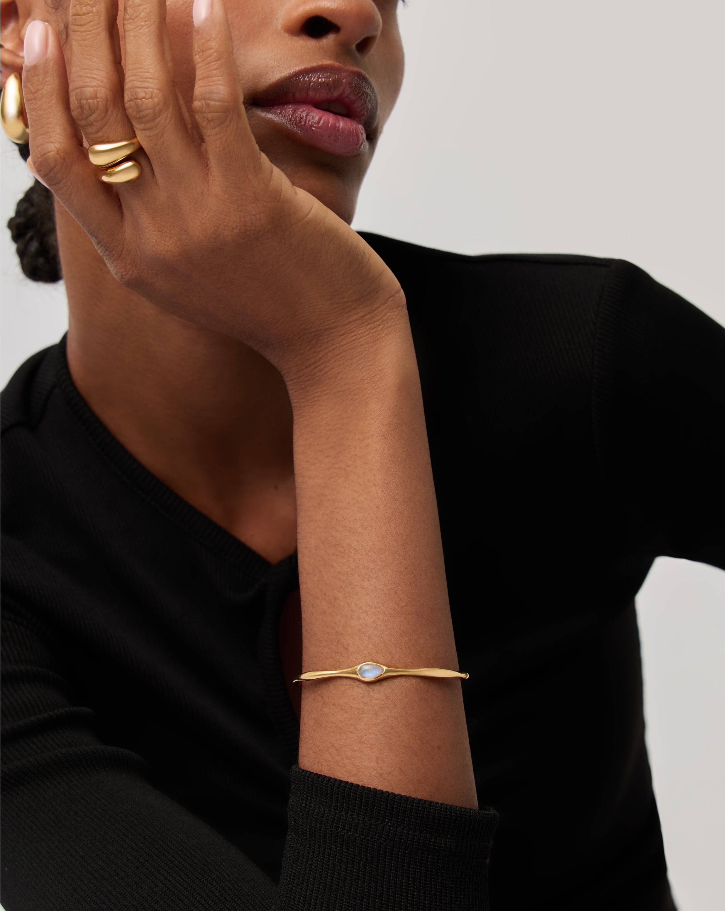 Magma Gemstone Cuff Bracelet - 18k Recycled Gold Plated Sterling Silver Jewelry for Women | Boho Chic Statement Piece for Parties, Weddings & Everyday Wear