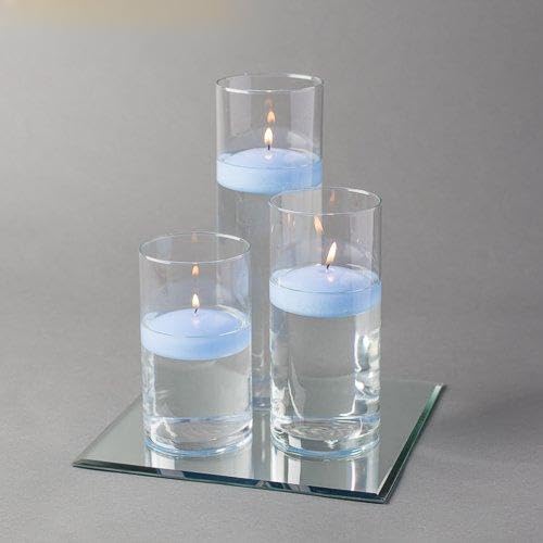 Eastland 48-Piece Square Mirror & Cylinder Vases Centerpiece Set with Richland Floating Candles - 12