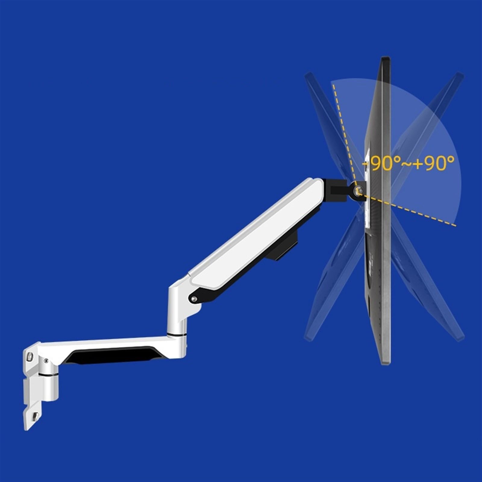 Aluminum Single Monitor Wall Mount Stand - Full Motion Pneumatic Spring Monitor Arm for 13-32 inch Screens (Max 19.8 lbs), VESA 100x100 Compatible - White | Perfect for Home Office, Gaming Setup & Workspace Ergonomics