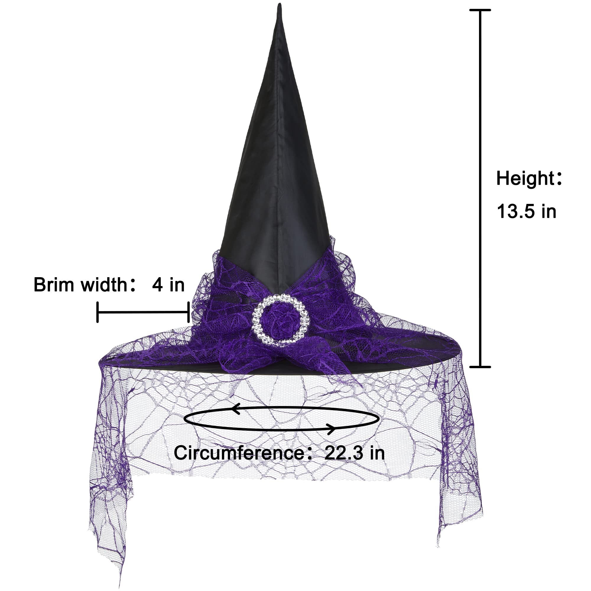 Purple Witch Hat for Women - Elegant Lace Wizard Hat for Halloween Costume & Party Decoration | Perfect for Witch-Themed Parties, Cosplay, and Spooky Events