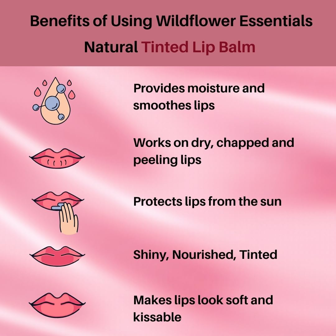 Organic Wildflower Lip Balm with Beetroot, Almond & Vitamin E - 5g Hydrating Lip Butter Infused with Argan & Rosehip Oils for Natural Pink Lips - Nourishes Dark & Chapped Lips - Perfect for Daily Moisturizing, Winter Care & On-the-Go Lip Protection (Pack of 1)