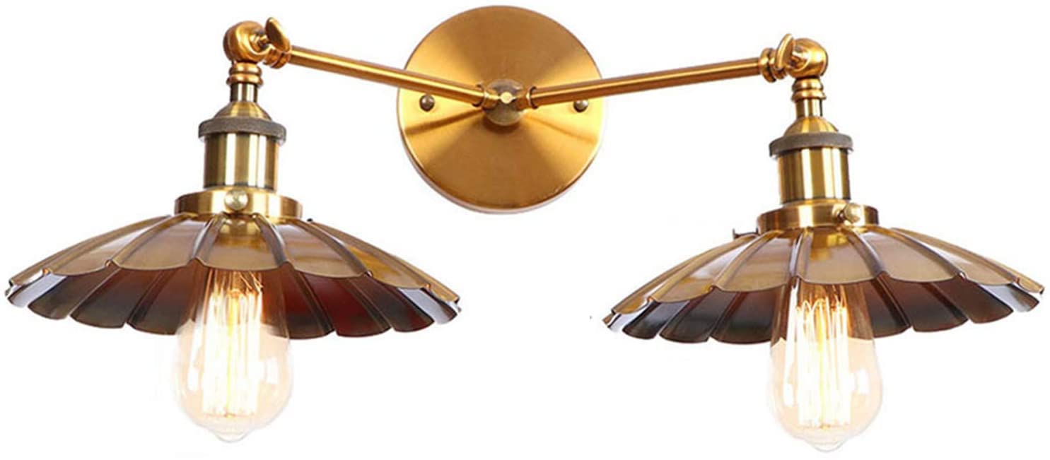 Vintage Swing Arm Wall Sconce Lamp - Adjustable Brass Finish Wall Light with E26/E27 Base for Bar, Restaurant, Hallway & Warehouse Lighting | Perfect for Reading Nook, Bedroom Accent & Industrial Decor