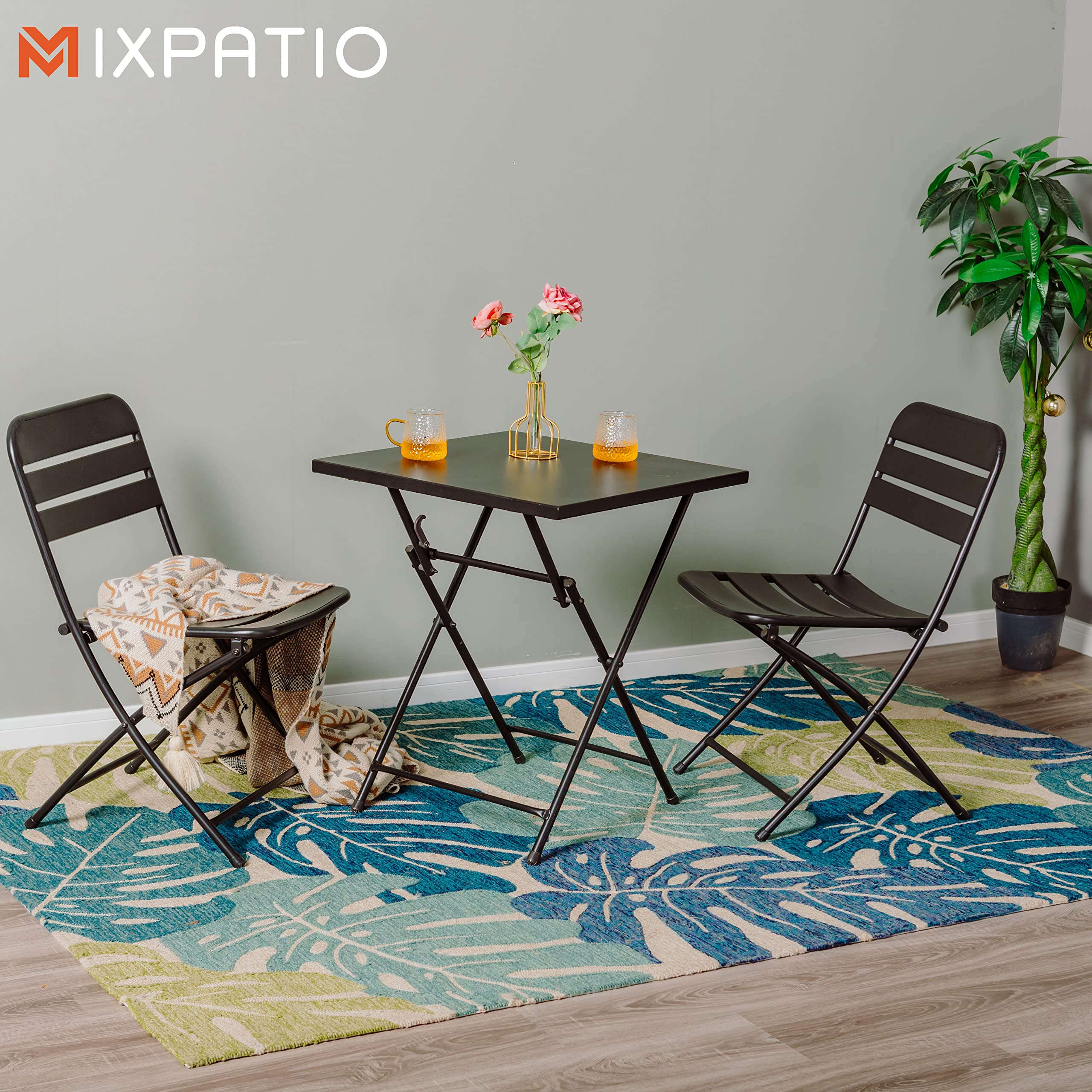 **Outdoor Patio Bistro Table - Foldable Metal Steel Square Coffee Table for Balcony, Lawn, Garden, Yard & Poolside - Perfect for Relaxing, Dining & Entertaining**