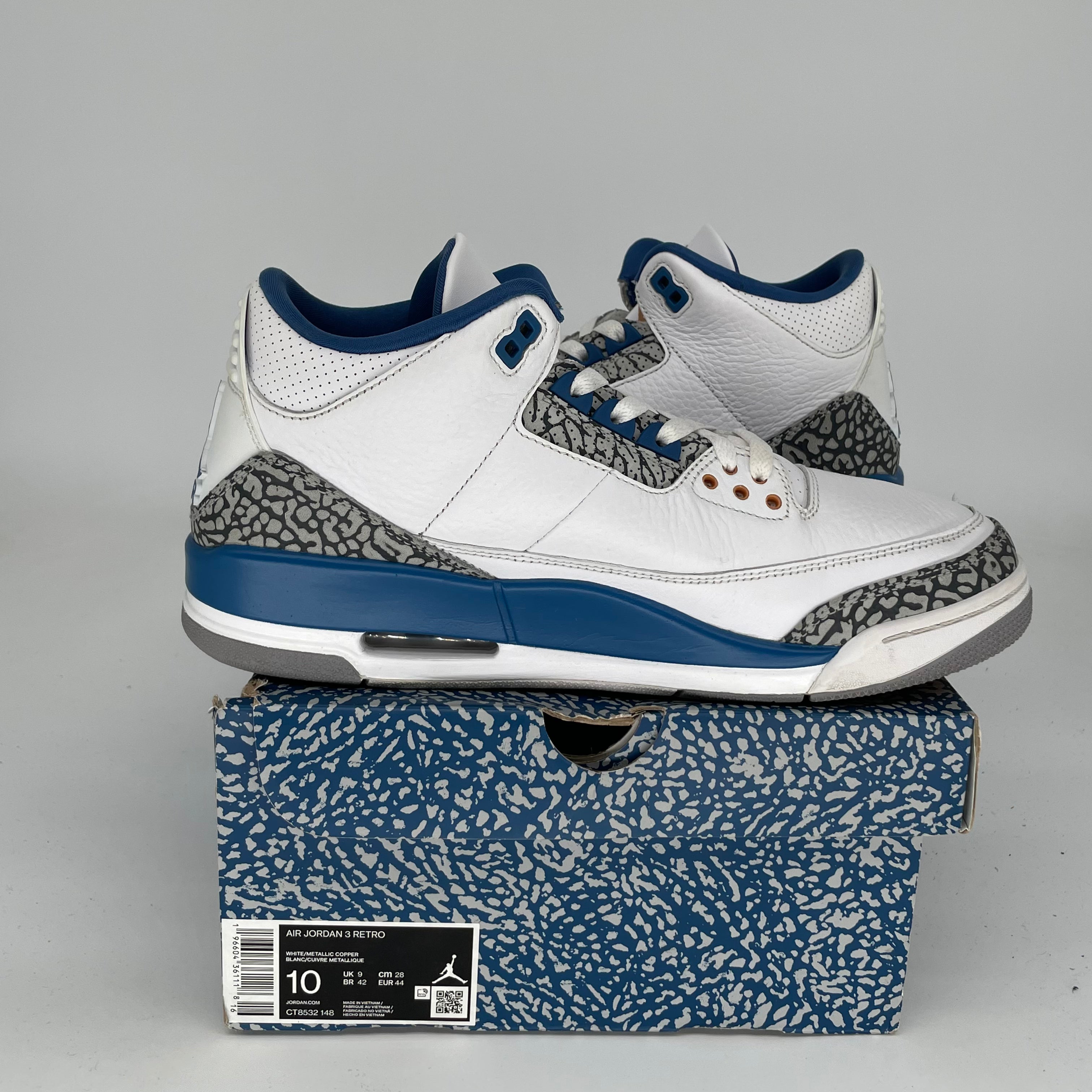 AIR JORDAN 3 WIZARDS Basketball Shoes Men's Size 10 Retro Sneakers CT8532-148 - Perfect for Streetwear, Casual Outfits & Basketball Games