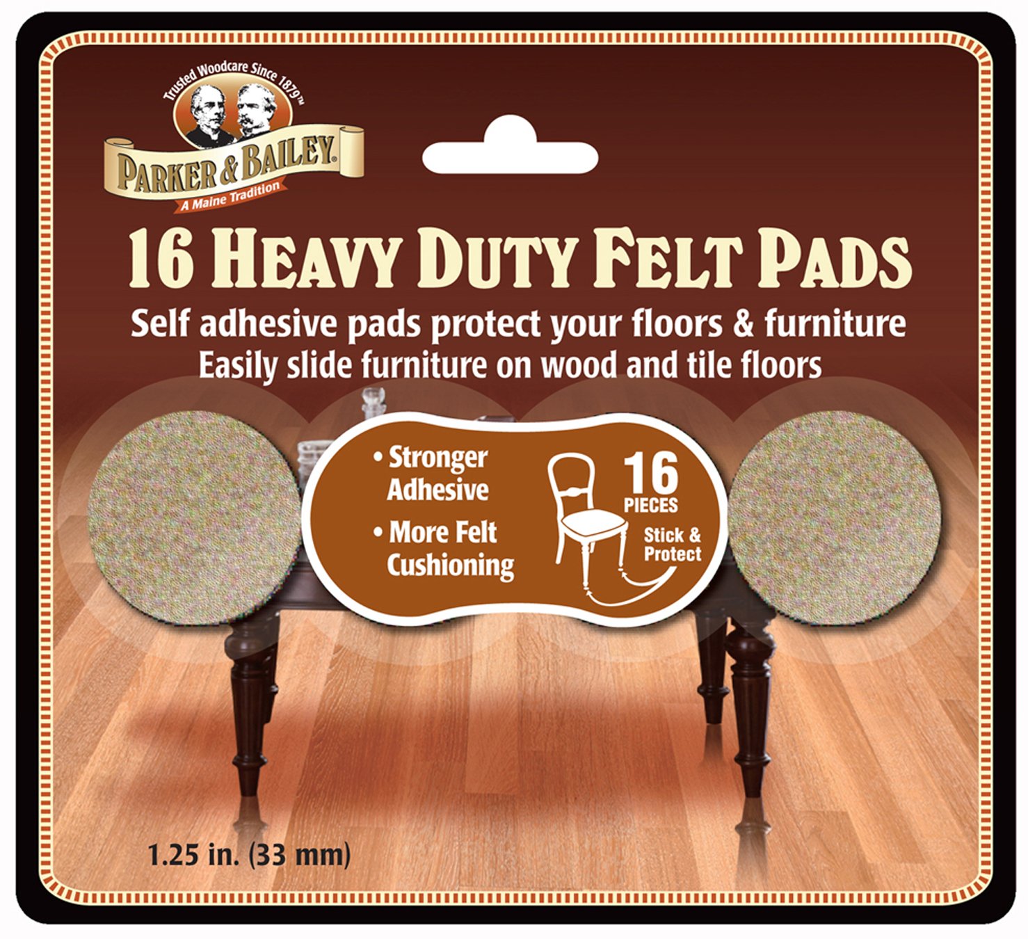 Parker & Bailey 16-Piece Heavy Duty Felt Pads for Furniture - Self-Adhesive Protective Pads for Chairs, Tables, Sofa Legs - Scratch Prevention & Noise Reduction (Home & Office Use)