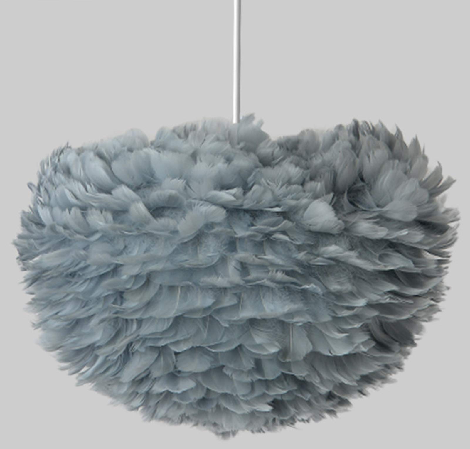 Feather Romantic Dreamy Chandelier Pendant Light - Fluffy Lamp Shade for Table & Floor Lamps - 42cm Grey Home Decor for Bedroom & Living Room - Perfect for Boho, Vintage, or Modern Interior Design Styles