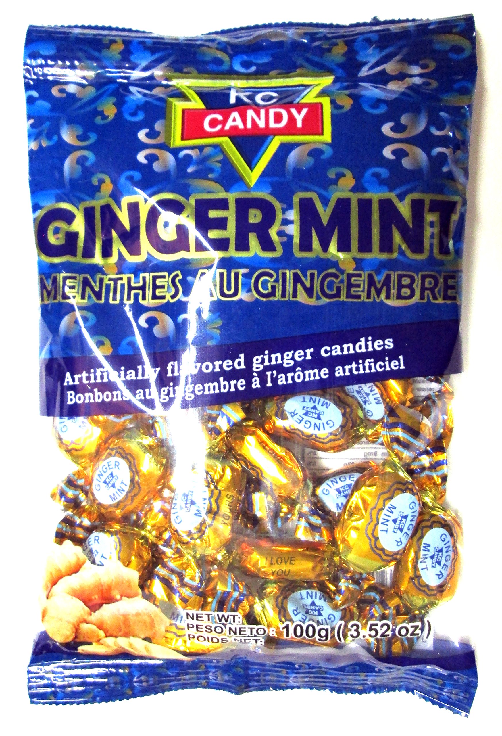 KC Candy Original Ginger Mint Candy - 3 Pack (3.2 oz Each) - Natural Digestive Aid & Fresh Breath Mints - Perfect for Travel, Office & After Meals