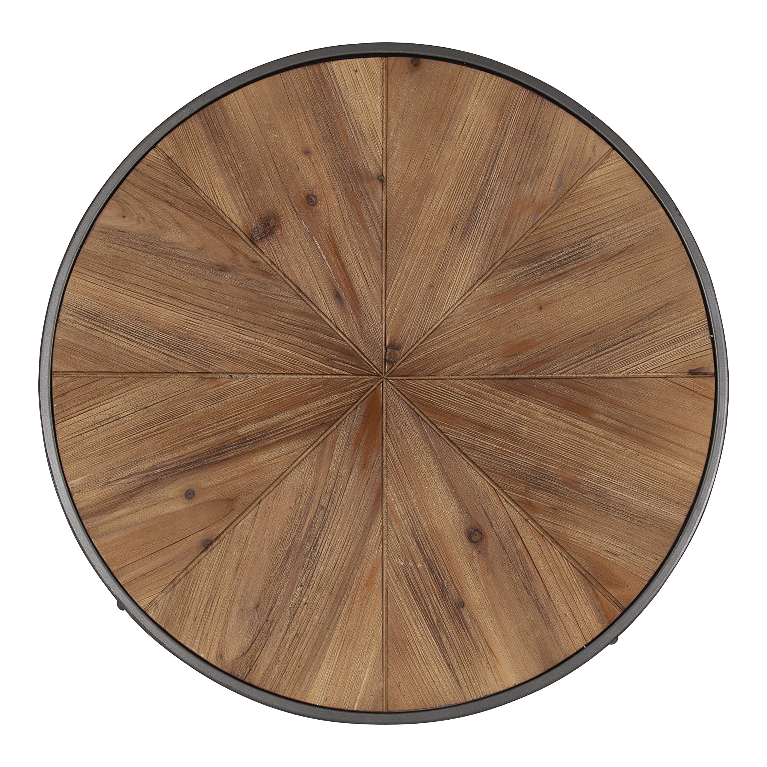 Kate and Laurel Farmhouse Gerhardt Round Wood and Metal Coffee Table - 24