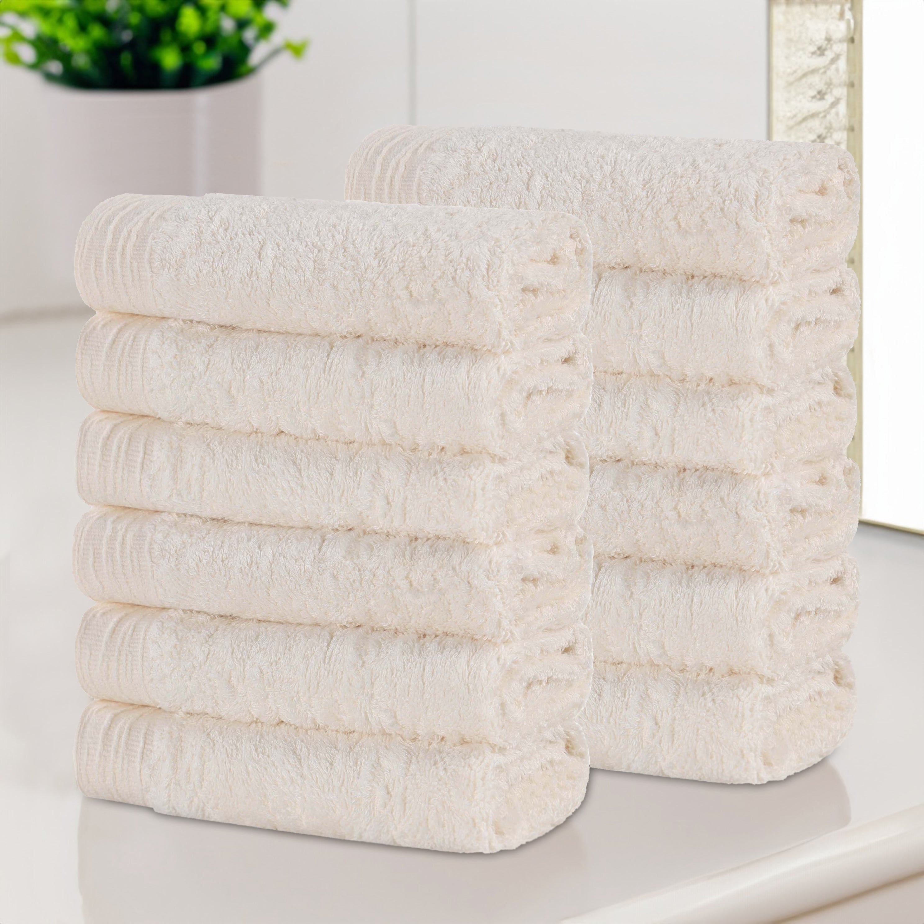 12-Pack Bamboo Rayon Eco-Friendly Face Towels & Washcloths - Soft, Absorbent & Sustainable for Spa, Gym & Daily Skincare