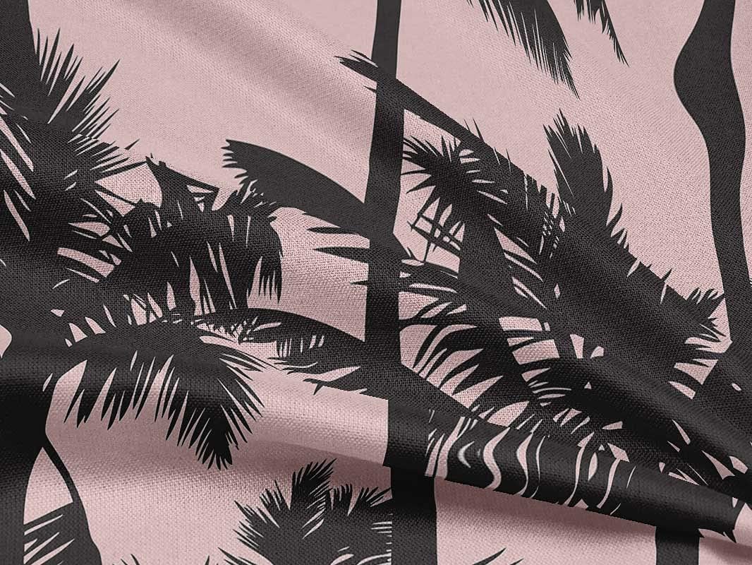 oneOone Rayon Light Pink Fabric with Coconut Tree & Leaf Print - 56 Inch Wide for DIY Clothing, Sewing Supplies | Perfect for Summer Dresses, Skirts & Home Decor Projects