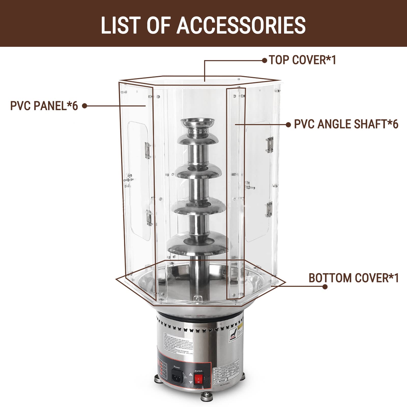 AIZYR PVC Chocolate Fondue Fountain Cover - 4/5/6/7 Tier Waterfall Machine Cover for Party, Wedding, Birthday & Christmas Events (5-Tier) | Durable & Easy-Clean PVC Material for Festive Celebrations & Catering Services