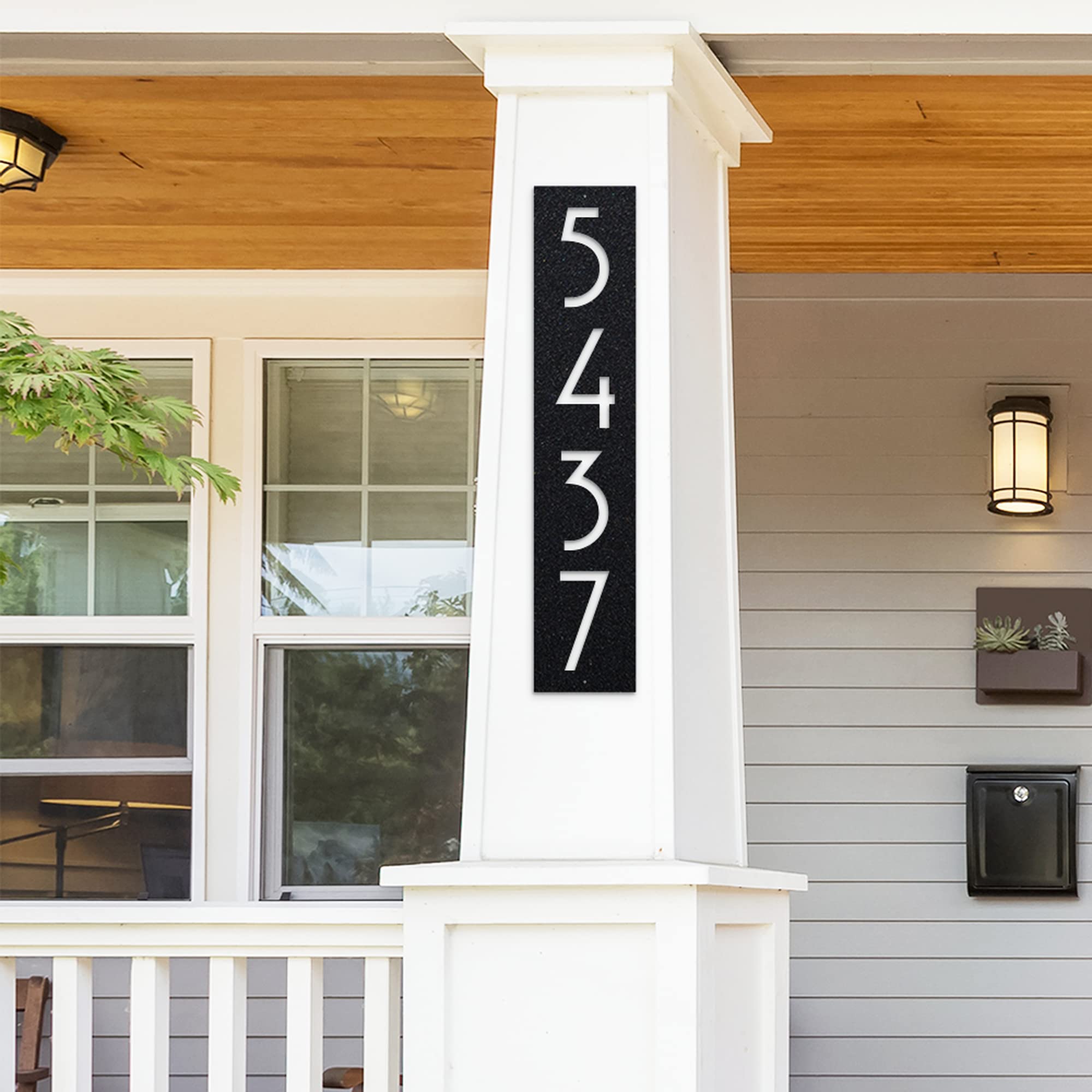 Vintage Metal Vertical House Number Sign - Mid Century Modern Address Plaque with Retro Style | Handmade Custom House Numbers for Front Door, Porch & Mailbox | Outdoor Home Decor & Curb Appeal Enhancement