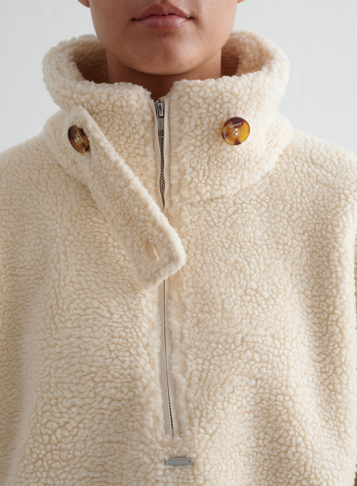 Almond White Pile Anorak Jacket - Waterproof Winter Coat for Women & Men - Outdoor Hiking, Skiing & Casual Wear