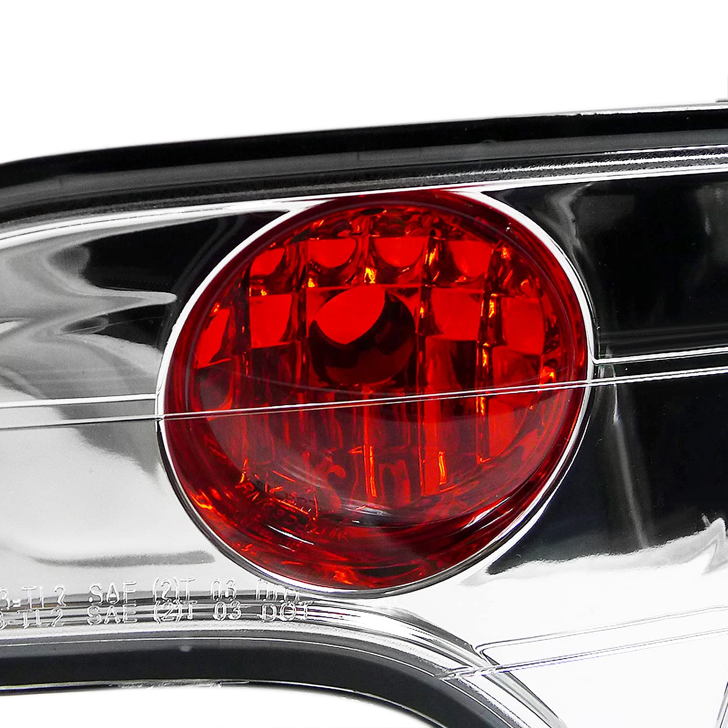 Spec-D Tuning Chrome Housing Clear Lens Tail Lights for 2006-2011 Honda Civic Sedan 4 Door - Left & Right Pair Assembly - Upgrade Your Car's Rear Style for Night Driving & Enhanced Visibility