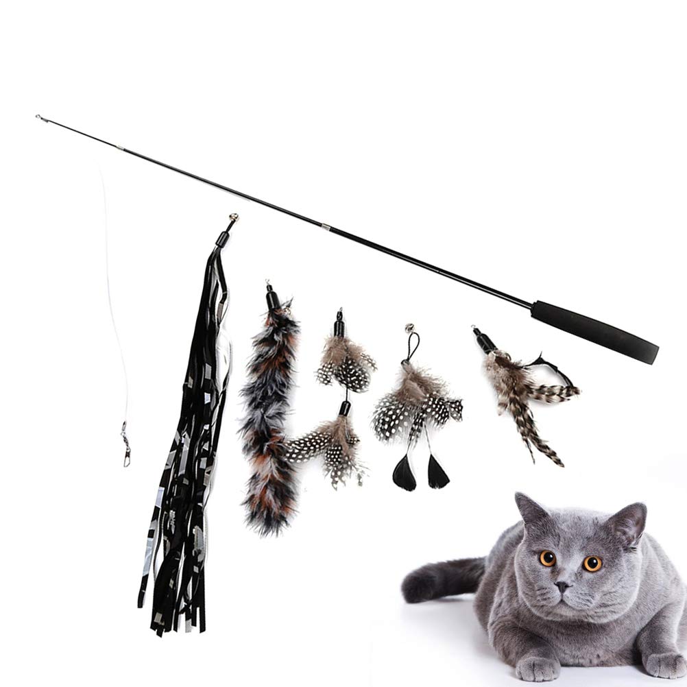 6Pcs Interactive Cat Wand Toys for Kittens - Colorful Teaser & Chaser Toy with Replaceable Heads - Perfect for Playtime, Training & Bonding with Your Pet