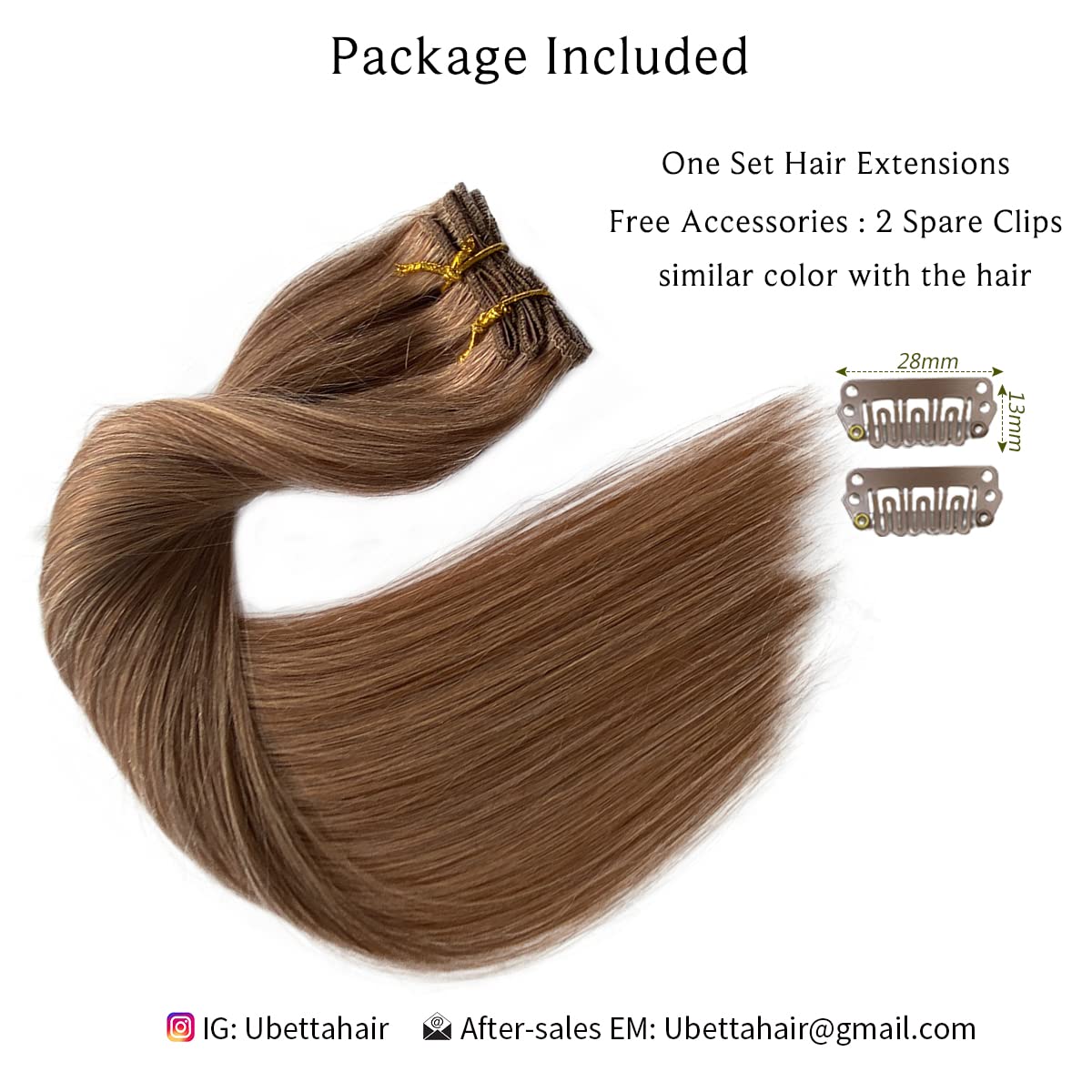 Premium 18 Inch Golden Brown Clip-In Human Hair Extensions for Women - 7 Pieces 70g Straight Double Weft Remy Hair - Natural Look for Volume & Length - Perfect for Daily Wear, Parties & Special Occasions