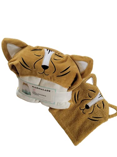 Premium Cotton Matching Tiger Hooded Towel and Wash Mitt Set for Baby - Soft Bath Towel with Animal Hood & Washcloth Gift Set for Newborn, Toddler Shower Time, Spa Day, and Photo Props