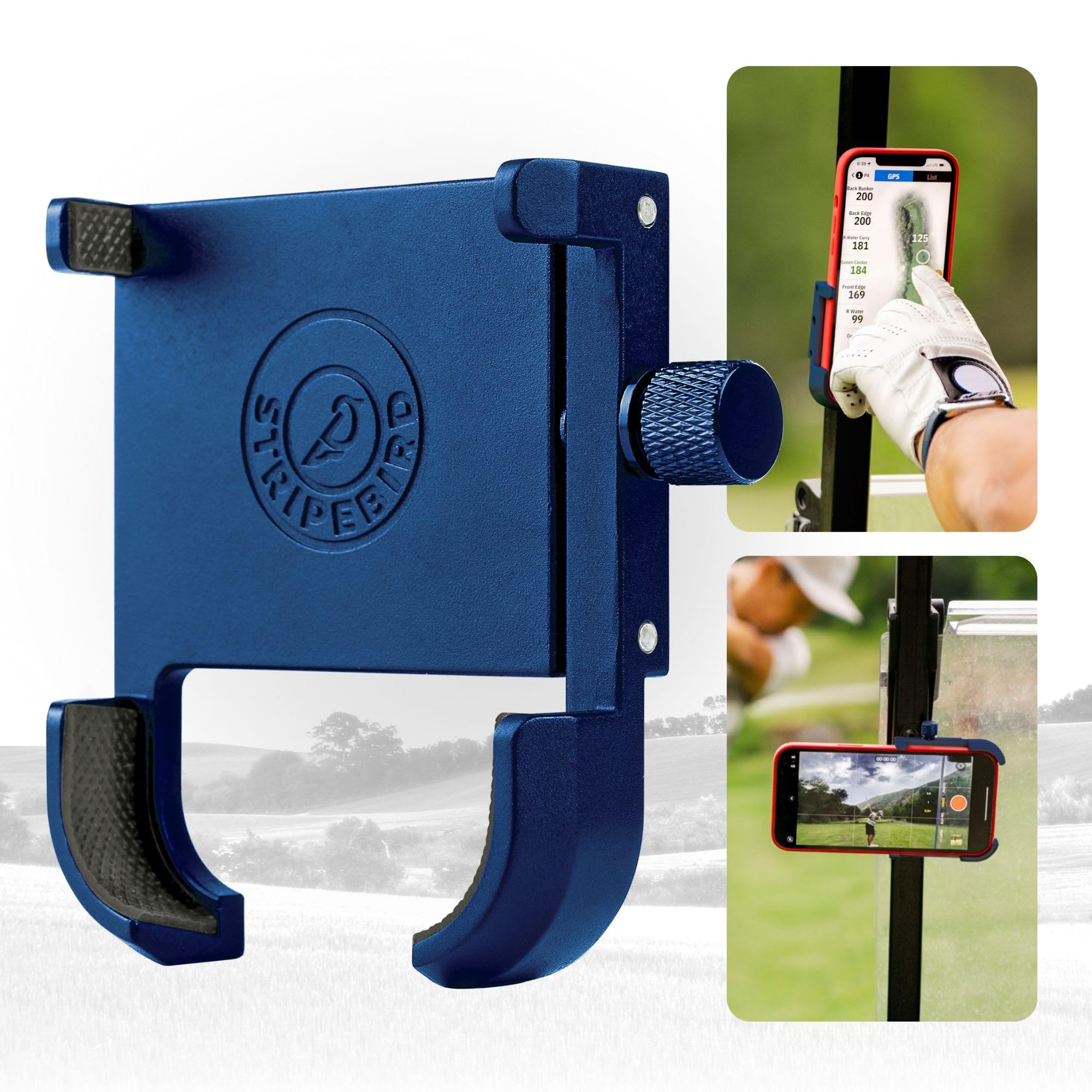 Stripebird Original Magnetic Golf Cart Phone Holder (Blue) - Universal Smartphone Mount for iPhone, Samsung & More - Perfect for Golfing, Driving & Outdoor Activities