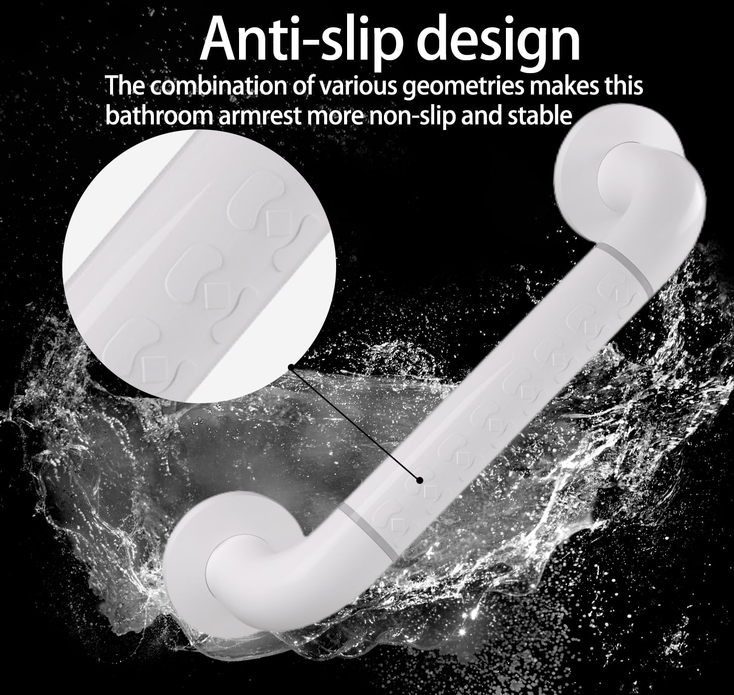 16 Inch Shower Grab Bar for Seniors & Handicapped - Non-Slip Bathroom Safety Handle for Bathtubs & Showers - ADA Compliant White Shower Rail (Perfect for Elderly Safety & Mobility Assistance)