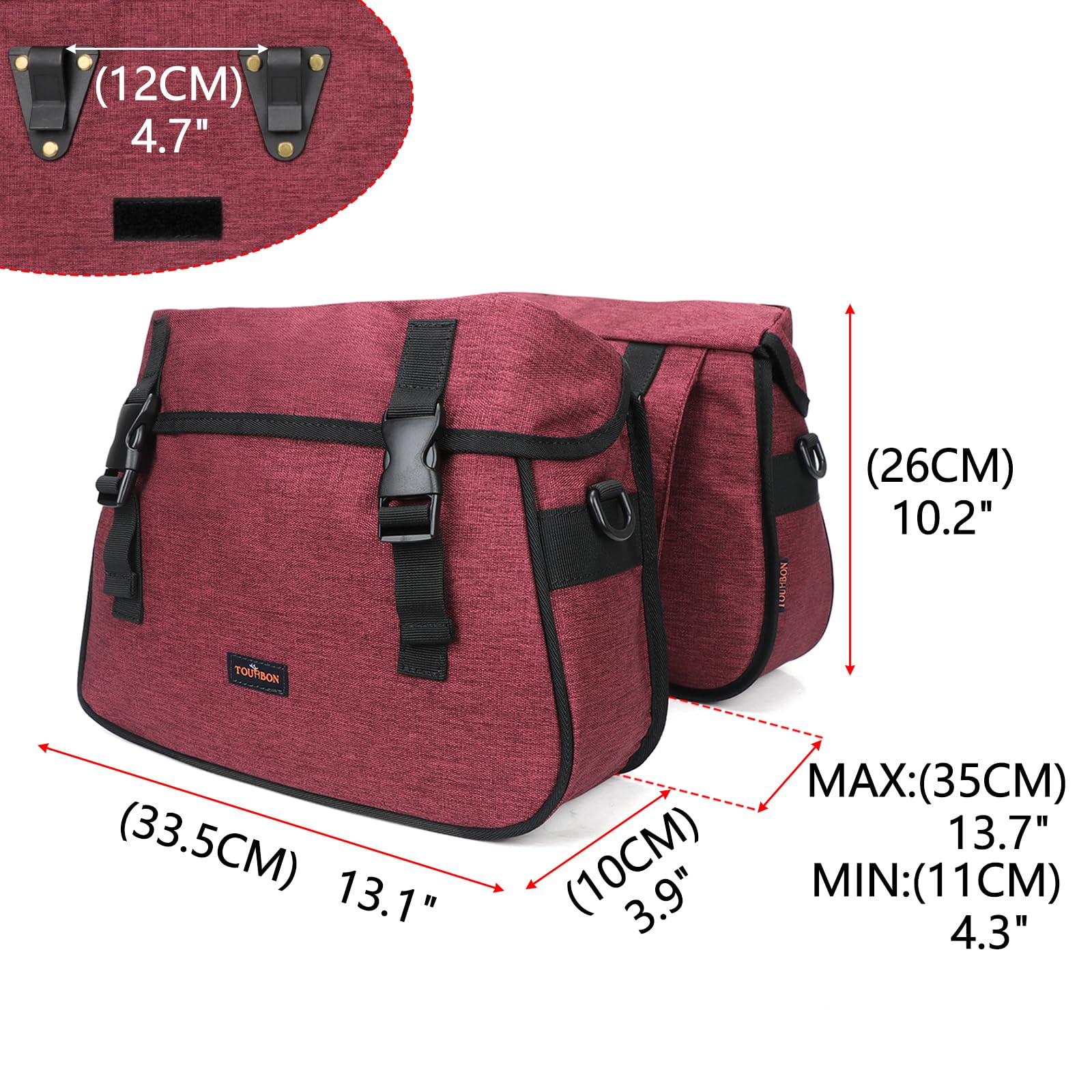 TOURBON Waterproof Bike Seat Bag - Bicycle Pannier with Adjustable Straps for Cycling, Commuting & Outdoor Adventures