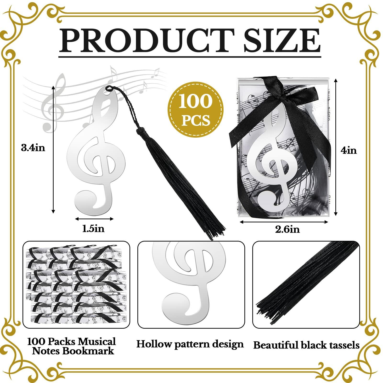 100 Pcs Elegant Silk Tassel Musical Notes Bookmarks - Perfect for Music Lovers, Party Favors, Gifts & Book Club Accessories | Great for Concerts, Music Classes, Reading & Special Occasions