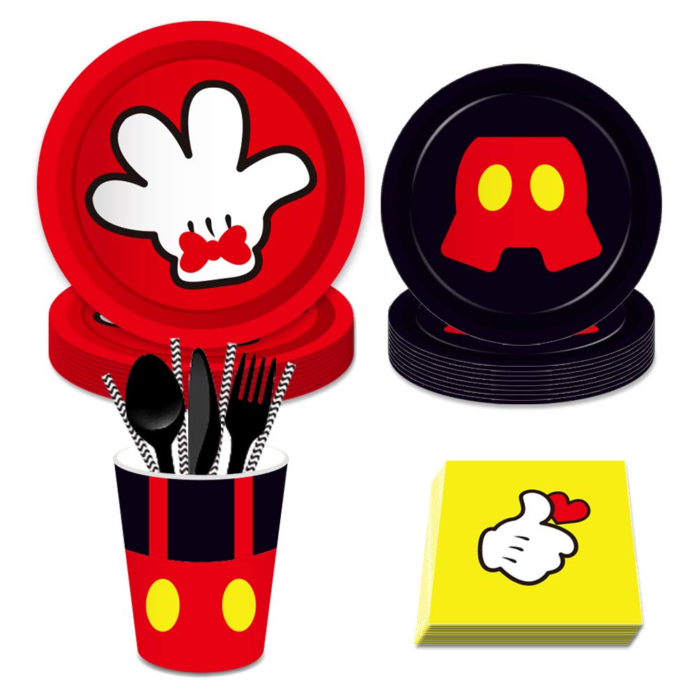 Mouse Birthday Party Supplies Set - 88PCS Disposable Plates, Dessert Plates, Cups & Napkins for 16 Guests | Cute Mouse Theme Decorations for Kids Birthday, Baby Shower & Themed Parties