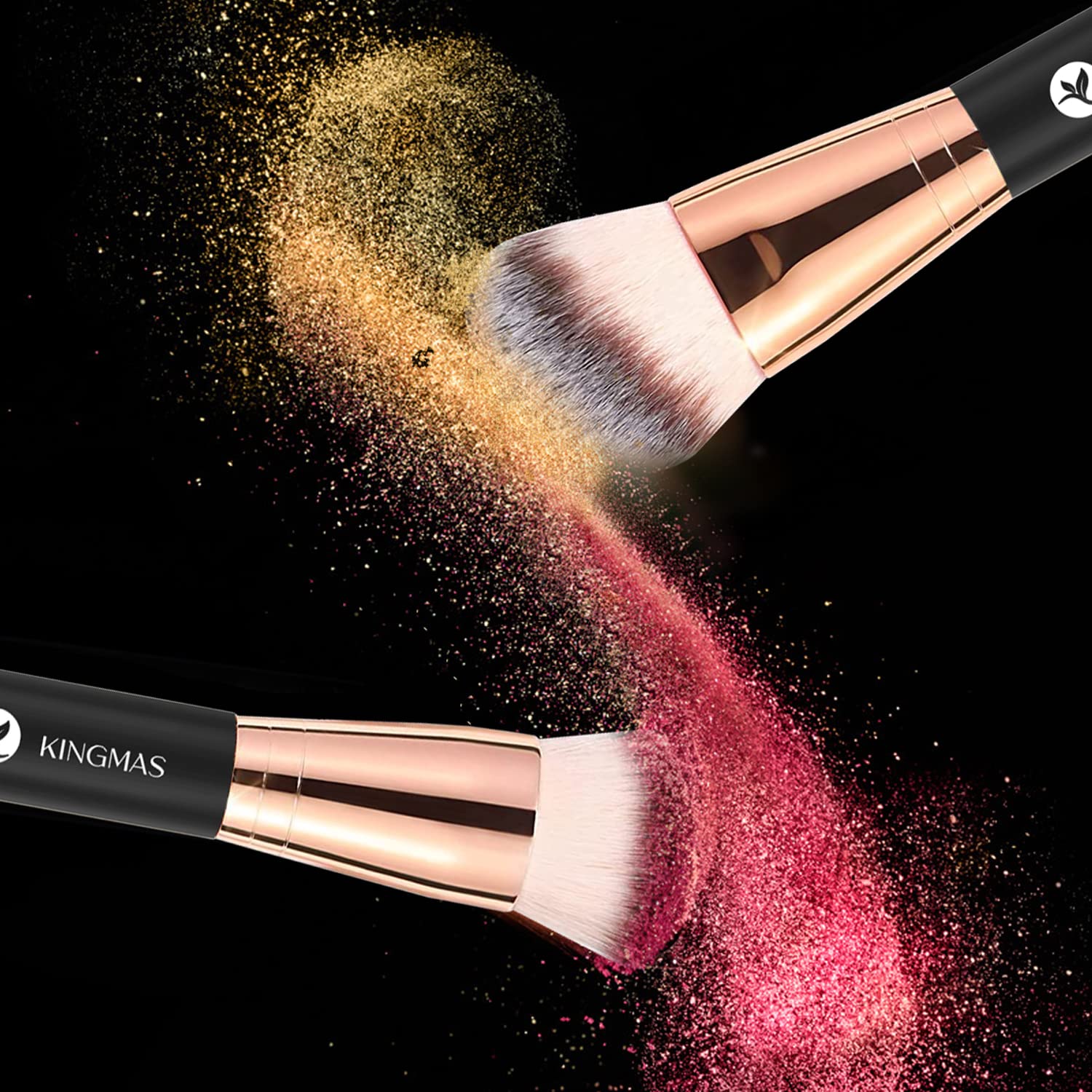 KINGMAS Kabuki Makeup Brush - Double-Ended for Liquid & Powder Foundation - Perfect for Blending & Contouring