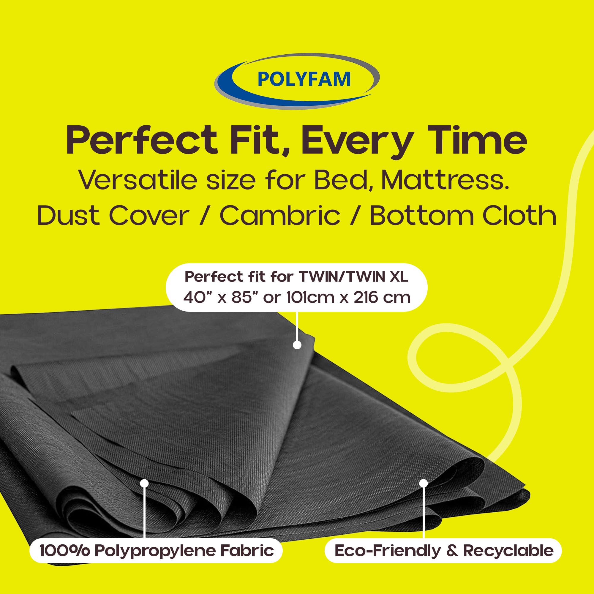 Dustproof Mattress Cover - Bottom Fabric for Box Spring or Foundation - Breathable Cambric Dust Cover for Twin/Twin XL Bed (40