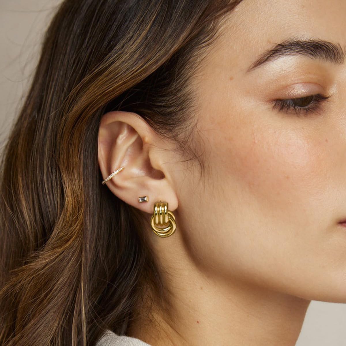 Chunky Small Knot Geometric Earrings for Women - Gold & Silver Plated Dangle Drop Earrings - Hypoallergenic Lightweight Fashion Jewelry - Perfect for Parties, Weddings and Daily Wear