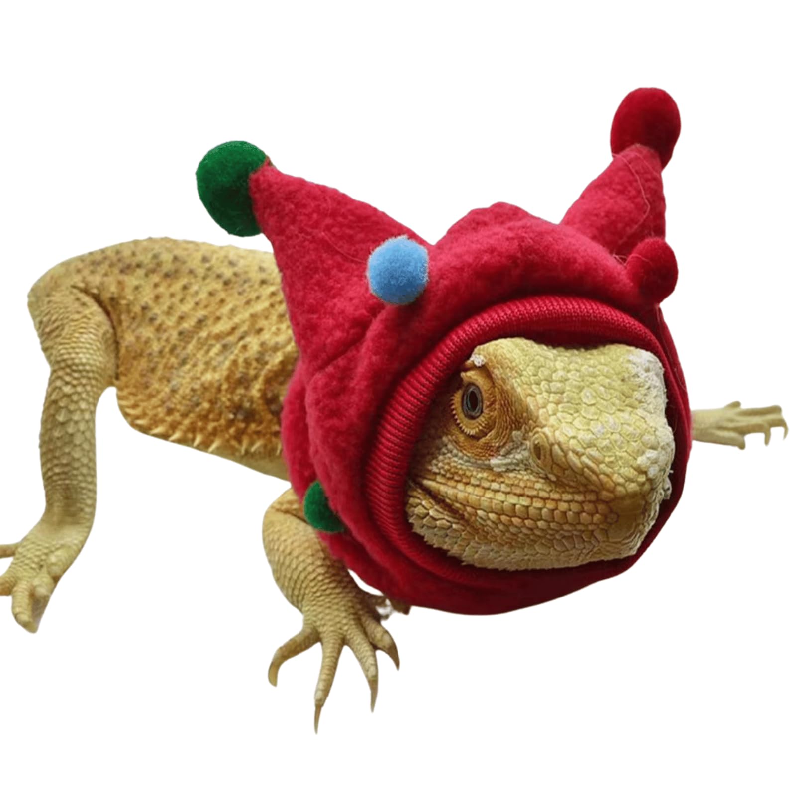 Fleece Christmas Hat for Lizards & Bearded Dragons - Cozy Reptile Costume for Hamsters & Small Pets (Red) - Perfect for Holiday Photos & Festive Pet Parties