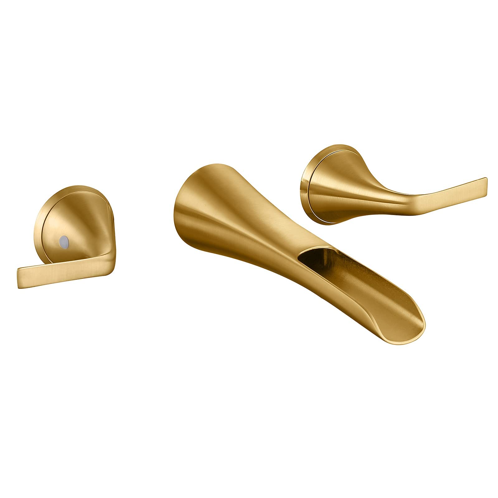 Brass Wall Mounted Bathroom Faucet with Two Handles - Includes Sink Faucet & Rough-In Valve | Perfect for Modern Bathroom Renovations & Small Space Solutions