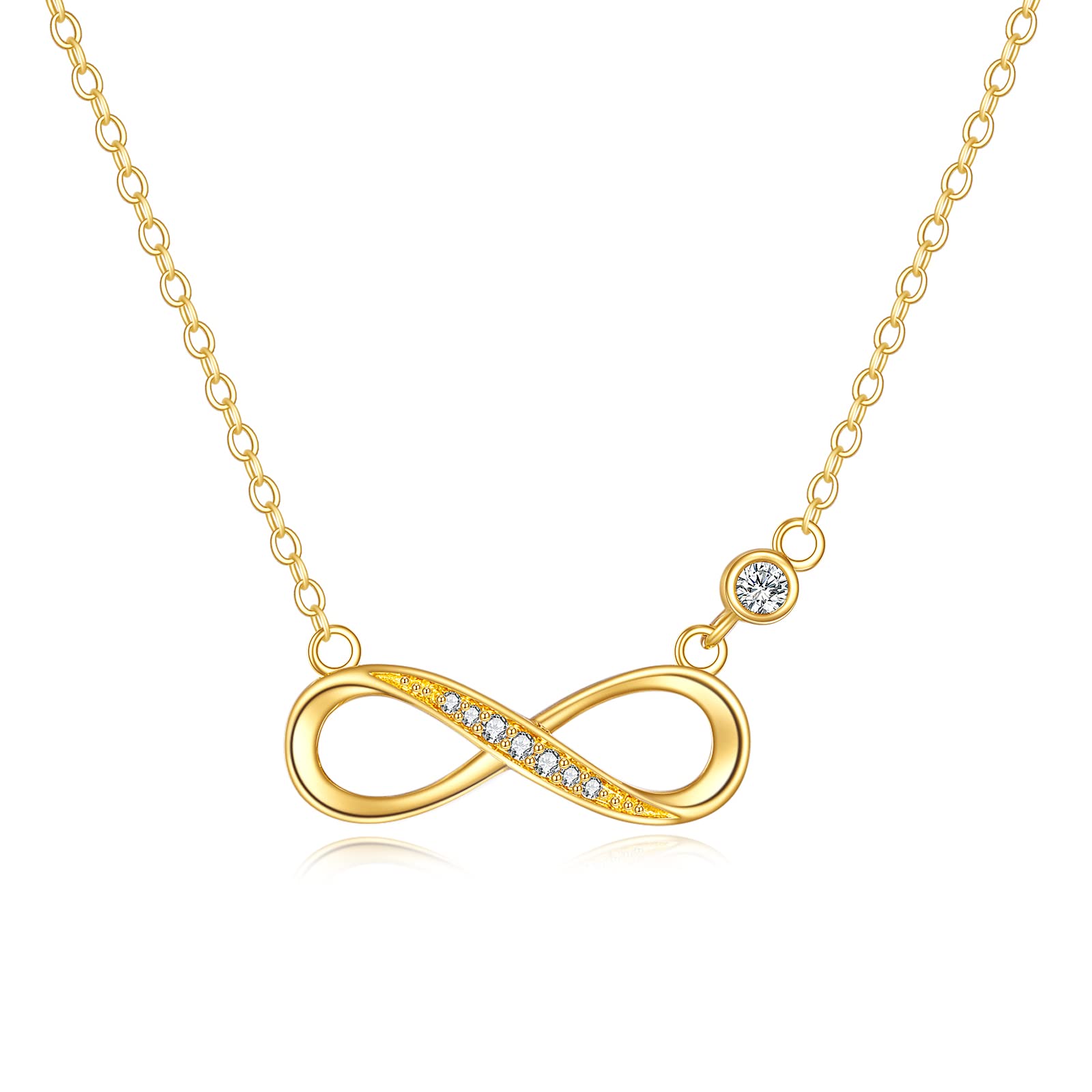 14K Solid Gold Infinity Necklace with Moissanite Pendant - 14K Real Gold Jewelry for Women, Anniversary & Birthday Gift - Perfect for Weddings, Date Nights & Special Occasions