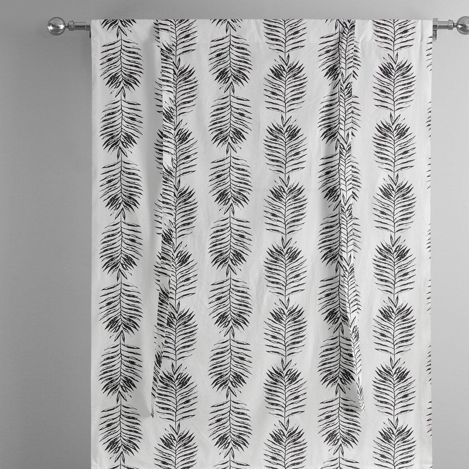 Sago Black Ink Floral Printed Cotton Room Darkening Tie Up Window Shade - Elegant Black Floral Curtain for Bedroom & Living Room, Light Blocking Window Treatment for Home Decor
