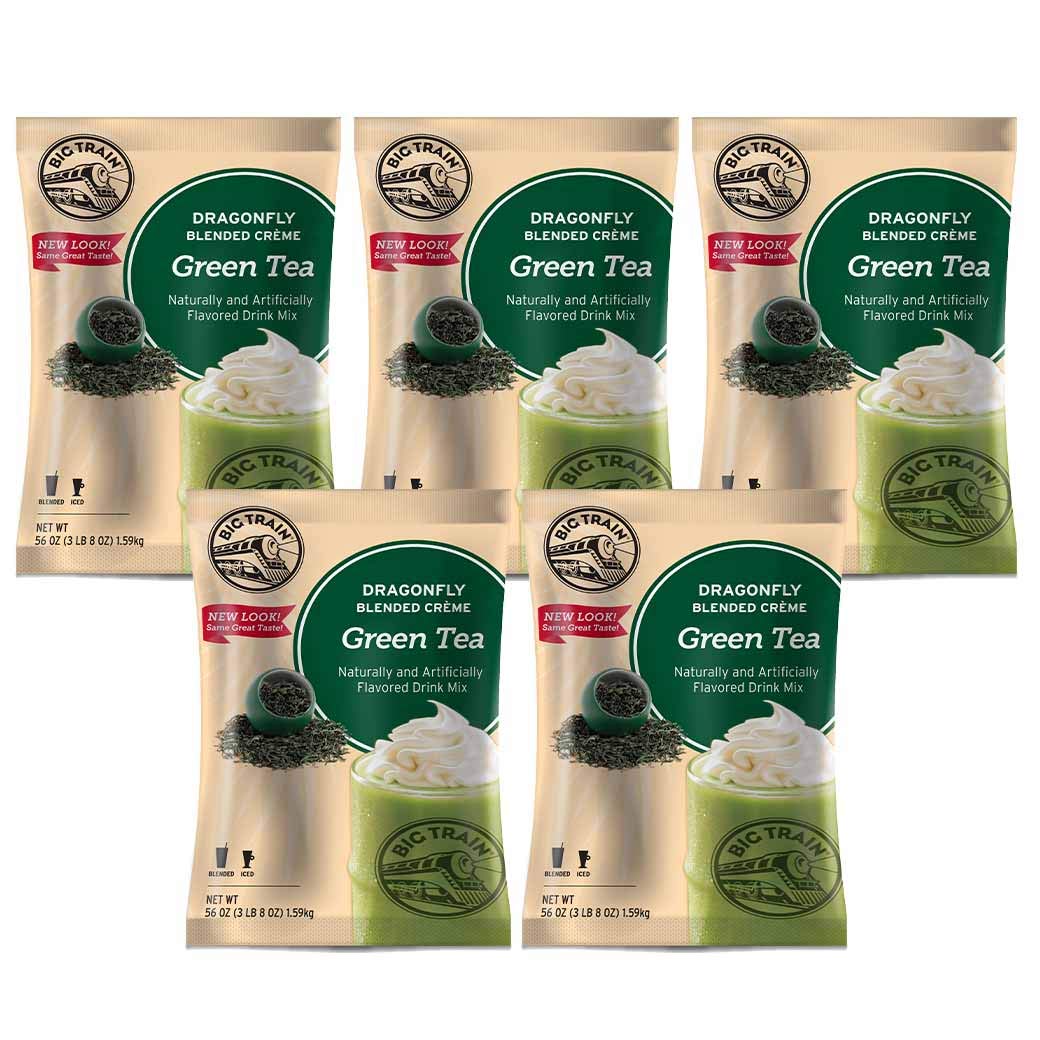 Big Train Dragonfly Blended Creme - Green Tea Flavor - 3.5 lb Bulk Bag (Case of 5) - Perfect for Coffee Shops, Smoothies & Baking - Wholesale Powdered Creamer