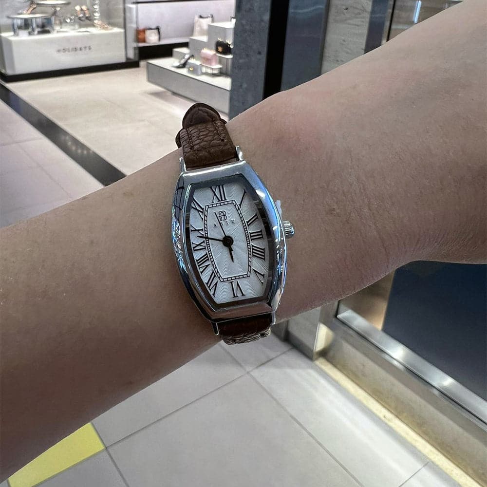 Elegant Analog Brown Leather Strap Women's Watch AB 6109 S BR L - Perfect for Office, Casual Wear & Special Occasions