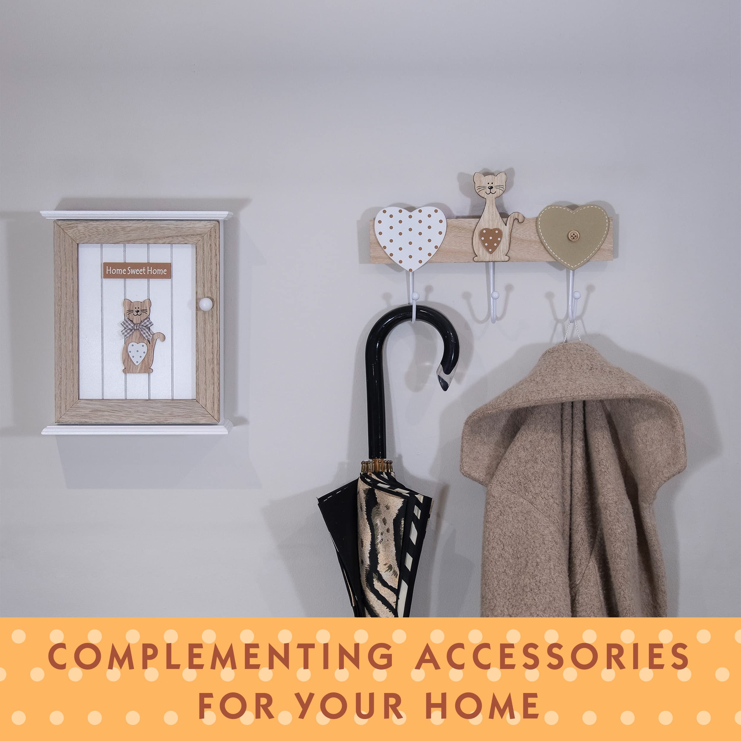 9 Clip Picture Frame Clothesline with Pegs - Cat Themed Kitchen Memo Board & Home Decor for Cat Lovers - Perfect for Displaying Photos, Notes, and Memories in Kitchen, Office, or Nursery - Brown
