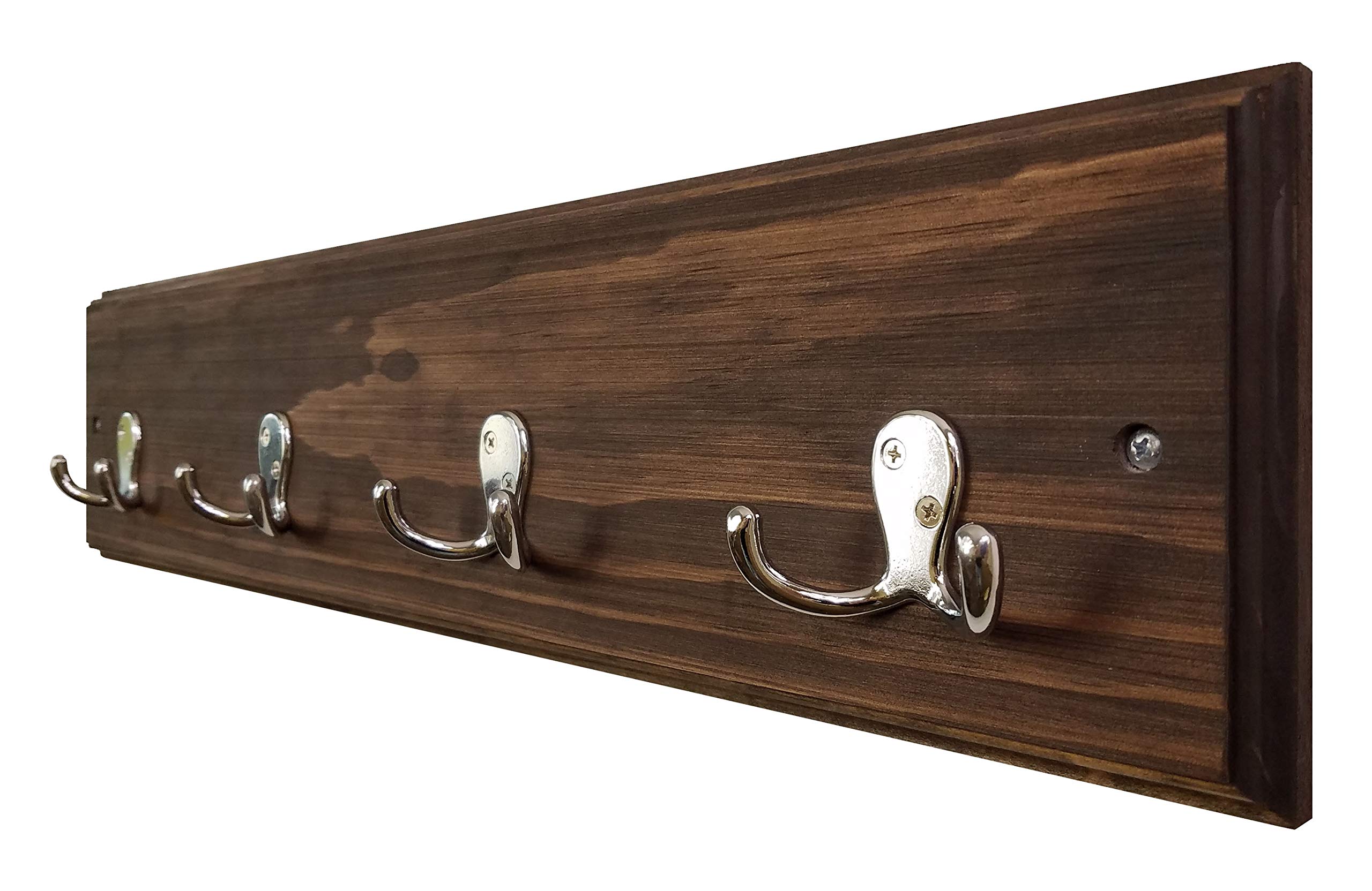 Rustic Wood Wall Coat Rack - 20 Stain Colors - for Hats, Keys & Coats - Home Entryway Decor