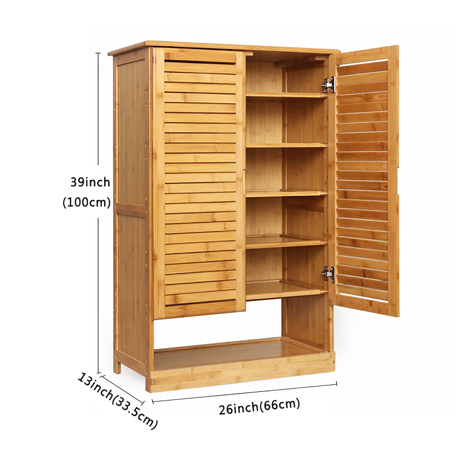 Bamboo Shoe Storage Cabinet with Doors - Rustic Entryway Shoe Organizer & Entryway Storage Solution for Hallway, Closet, and Mudroom Organization
