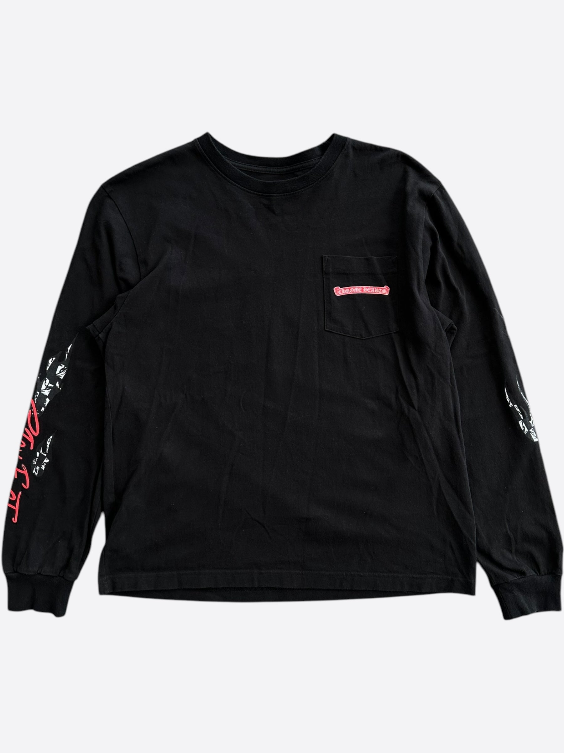 Chrome Hearts Black Matty Boy Stay Fast Long Sleeve T-Shirt for Men - Stylish Graphic Tee for Casual Wear & Street Fashion