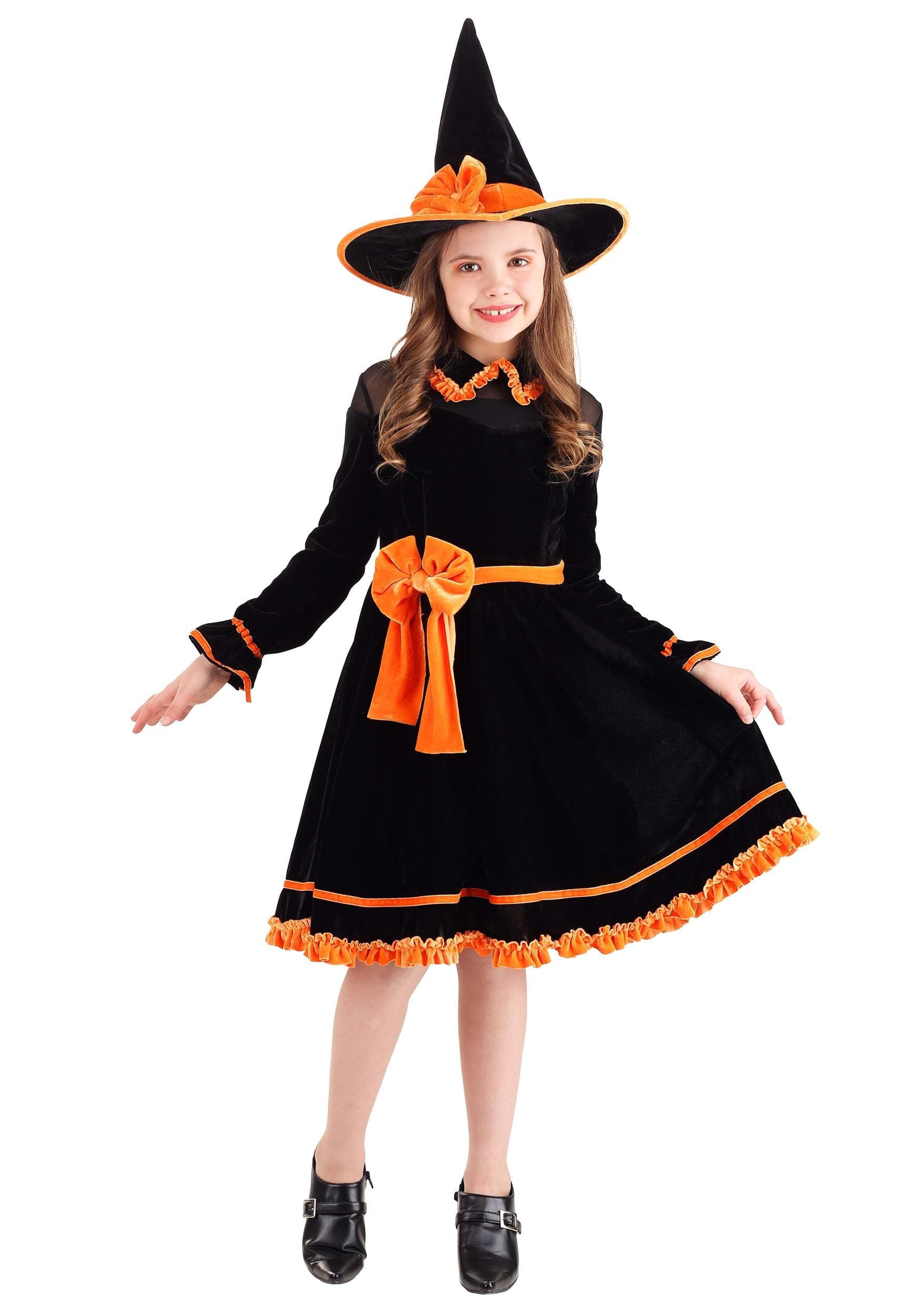 Girls Halloween Witch Costume - Orange Wicked Witch Dress for Kids | Halloween Party, Cosplay & Trick or Treat Outfit
