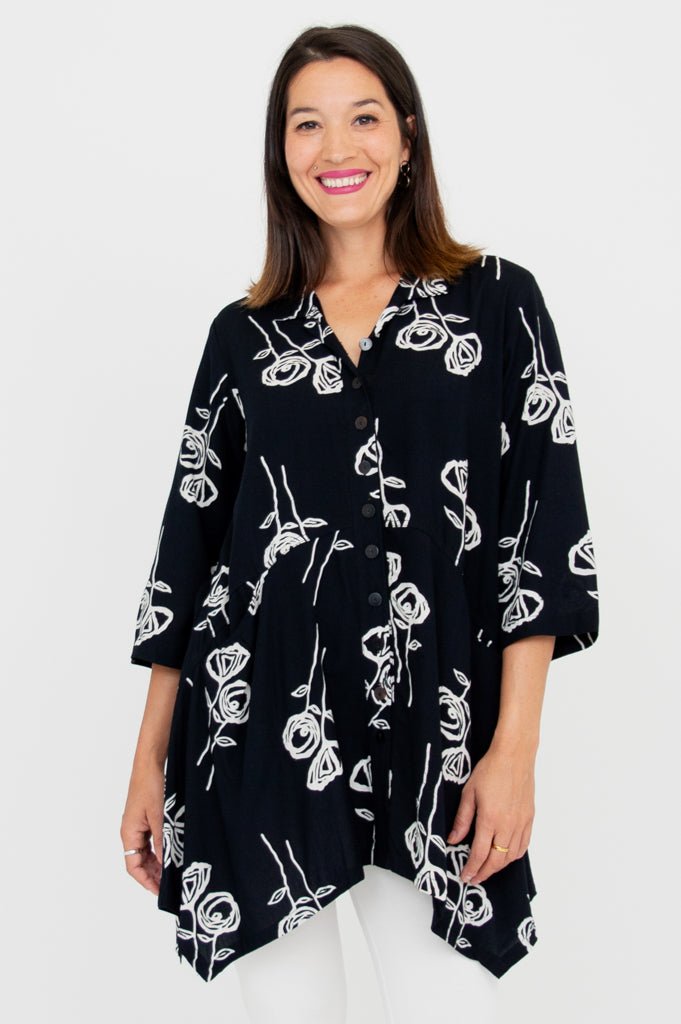 Laney Tunic Top - Floral Print Women's Blouse for Casual Wear & Office Outfits | Perfect for Spring Summer Fashion