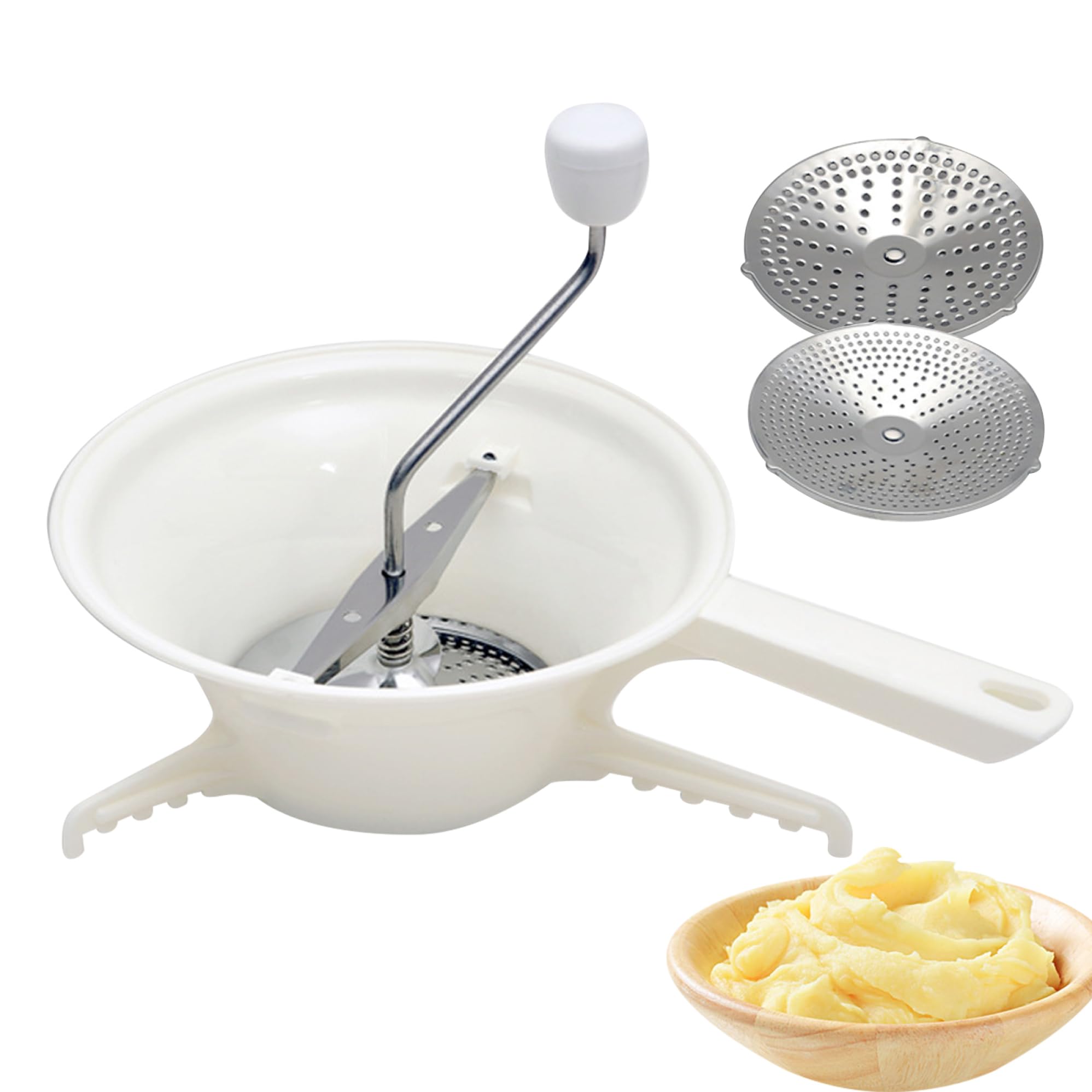 Stainless Steel Food Mill for Canning - 3 Interchangeable Grinding Discs - Manual Hand Crank Food Grinder for Tomato Sauce, Applesauce, Baby Food - Perfect for Home Kitchen, Camping & Food Preservation