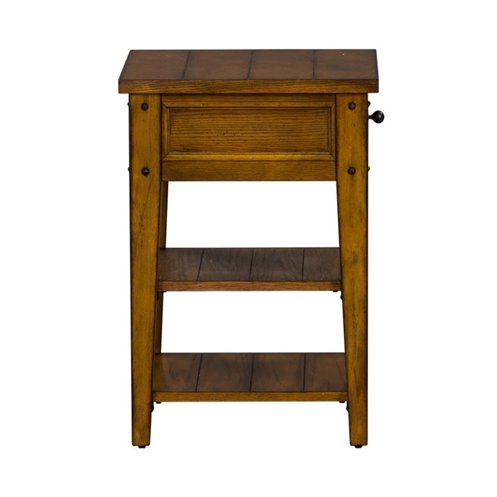 Oak Lake House Chair and Side Table Set - 2-Piece Rustic Furniture for Living Room, Bedroom & Porch | Home Square Collection