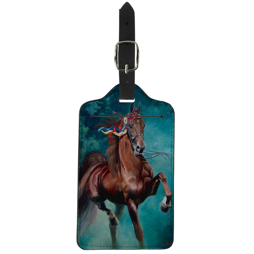 Coloranimal PU Leather Luggage Tags - Stylish Horse Printed Suitcase Labels for Travel Bags (Ideal for Airports, Cruise Trips & Business Travel)
